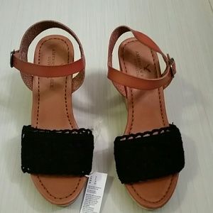 American Eagle Crochet Wedge Sandal