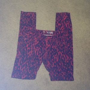 Red and black skinny pants