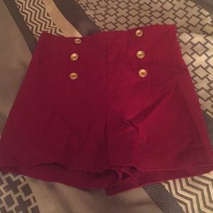 Charlotte Russe Burgundy High Waisted Shorts