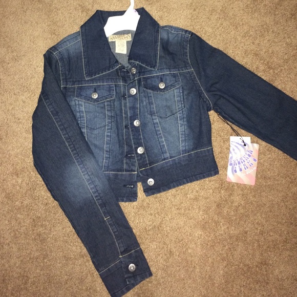 dark colored denim jean jacket