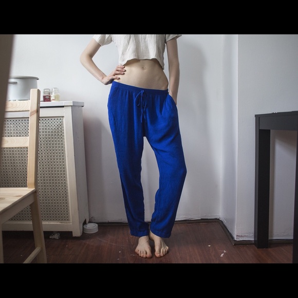 Comfy parachute pants cobalt blue, one size. - Picture 2 of 2