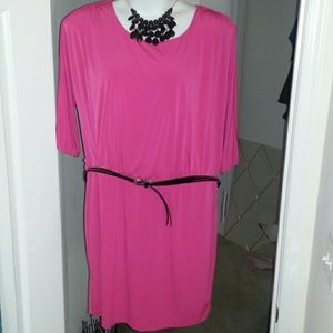 NWT 16W Pink 3/4 sleeve dress