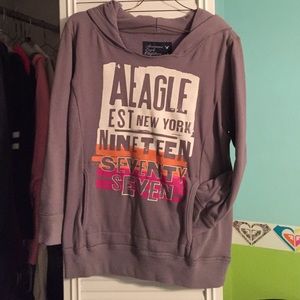 Grey American eagle 3/4 length sleeve hoodie