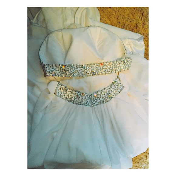 White Rhinestone Formal Dress 💞 - Picture 2 of 4