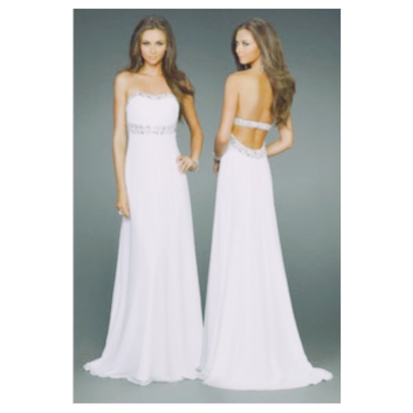 White Rhinestone Formal Dress 💞 - Picture 3 of 4
