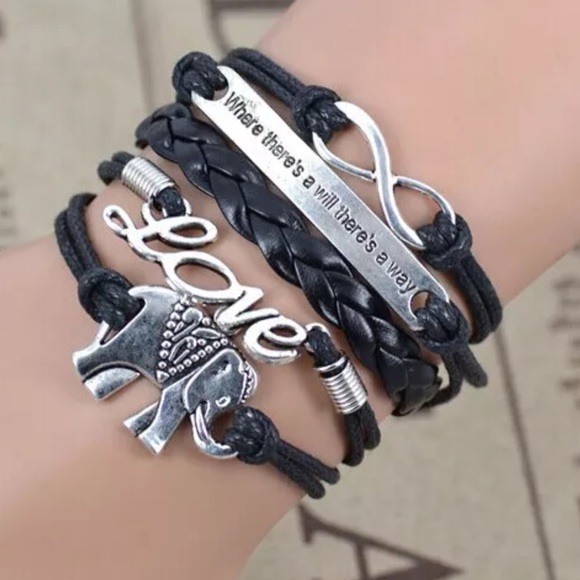 Jewelry - Make an Offer! Black Elephant Love Wrap Bracelet