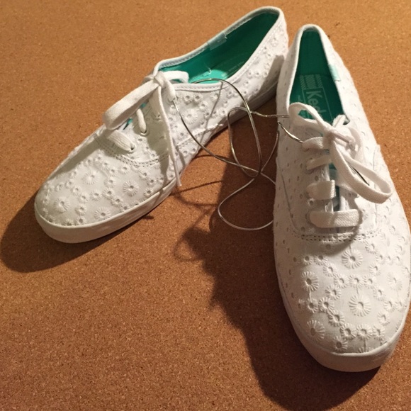 White crochet Keds