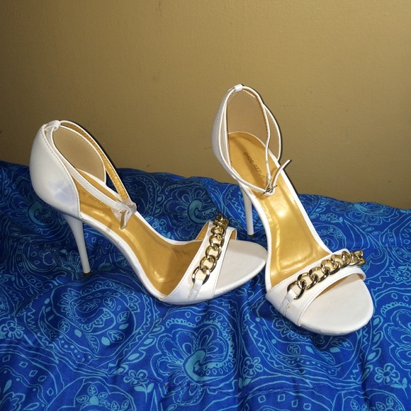 White Open Toe Heels