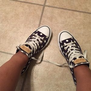 Navy and White Poker Dots Converse