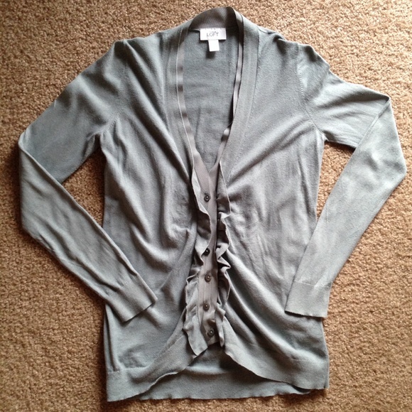LOFT light teal ruched cardigan
