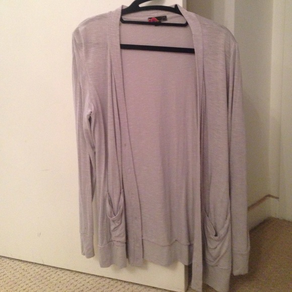 Grey very thin boyfriend cardigan sweater - Picture 1 of 3