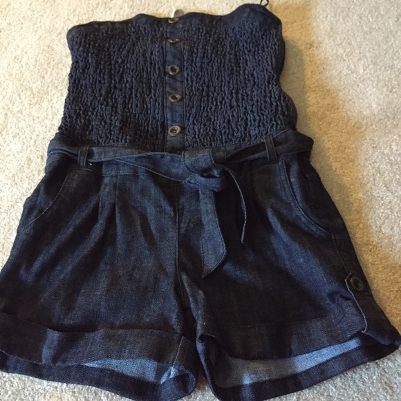 Denim jumpsuit , great for the summer .