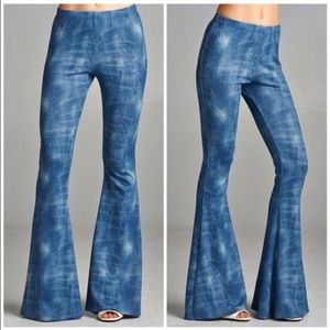 Acid wash bell bottom pants
