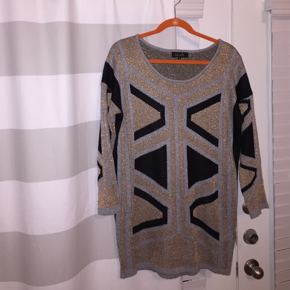 Elliatt Sweater Black, Gray & Light Pink Sparkle M