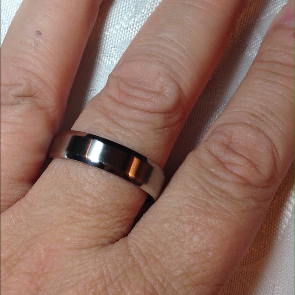 Titanium brushed silver band ring, comfort band
