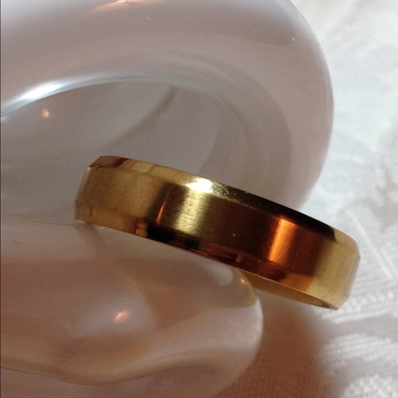 Gold brushed stainless steel band ring