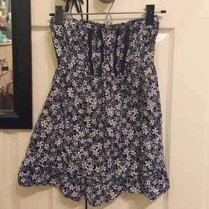 Strapless Blue/White Flower Top