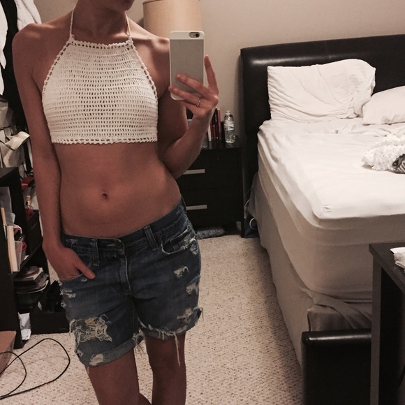 Crochet bikini top. Comes in ivory or black. NEW!!