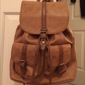 Brown leather backpack