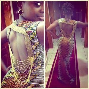 Timeless long Ankara cocktail dress