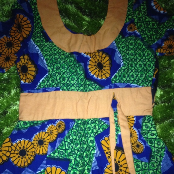 Orange and green Ankara summer dress - Picture 2 of 3