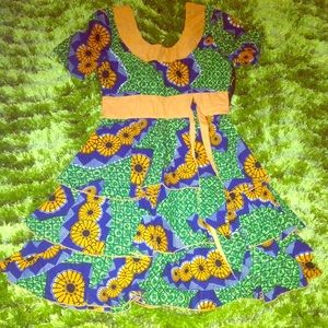 Orange and green Ankara summer dress