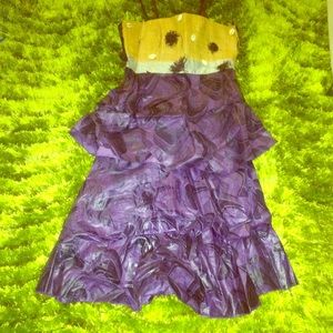 Ankara plain purple dress with straw