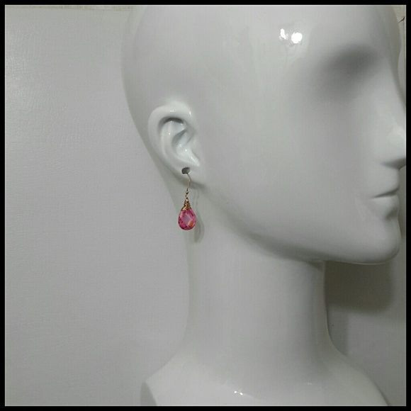 ✨ Pink Fire CZ Earrings | Rose Gold Teardrop | Sparkly & Lightweight