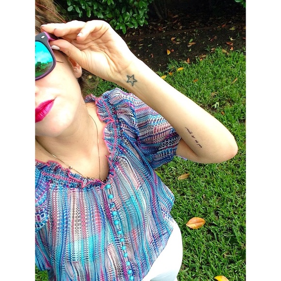 Lucy Paris Off the Shoulder Sheer Blouse - Picture 2 of 4