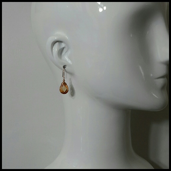 ✨ Amber Topaz CZ Earrings | Rose Gold Teardrop | Champagne Sparkle