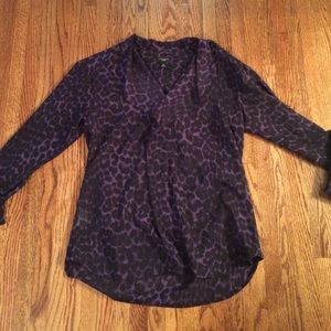 Ann Taylor purple and black leopard print top