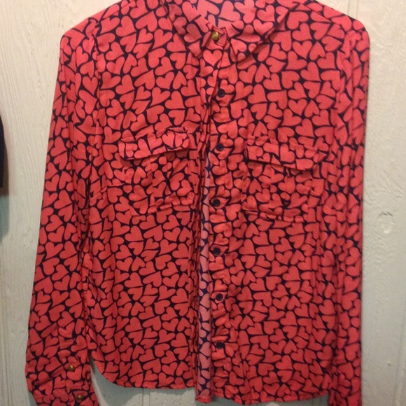 Coral and navy blue dress shirt