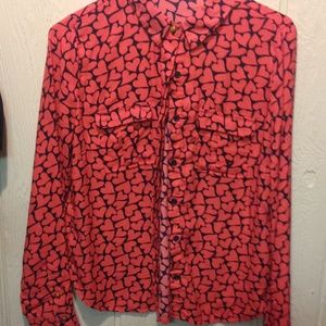 Coral and navy blue dress shirt