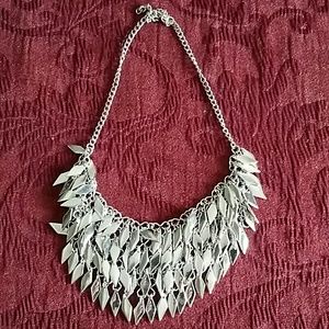 Silver bib necklace