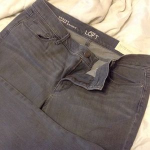 LOFT petite modern super skinny gray denim pants