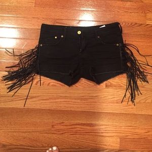 Black fringe shorts