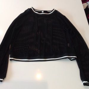 👽 Black Long Sleeve Jersey Material Top 👽