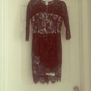 Society of Chic scalloped black lace dress