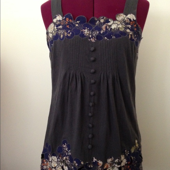 Anthropologie Little Yellow Button Tank