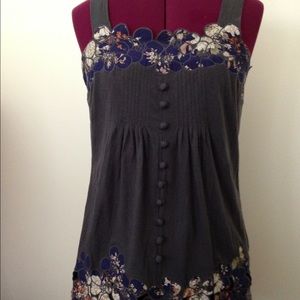 Anthropologie Little Yellow Button Tank