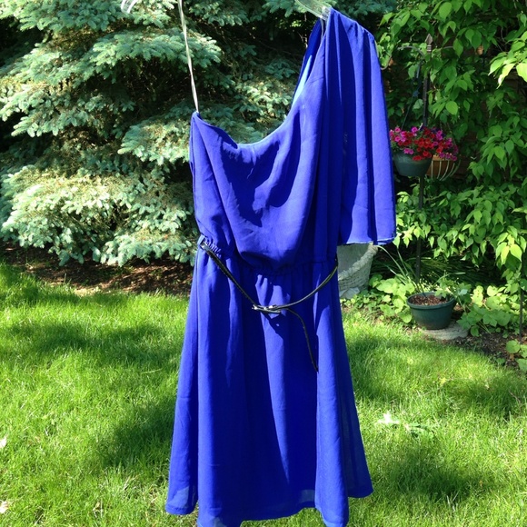 Royal Blue One Open Shoulder Dress Size Medium!