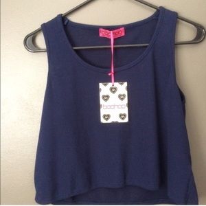 BOOHOO ribbed navy crop