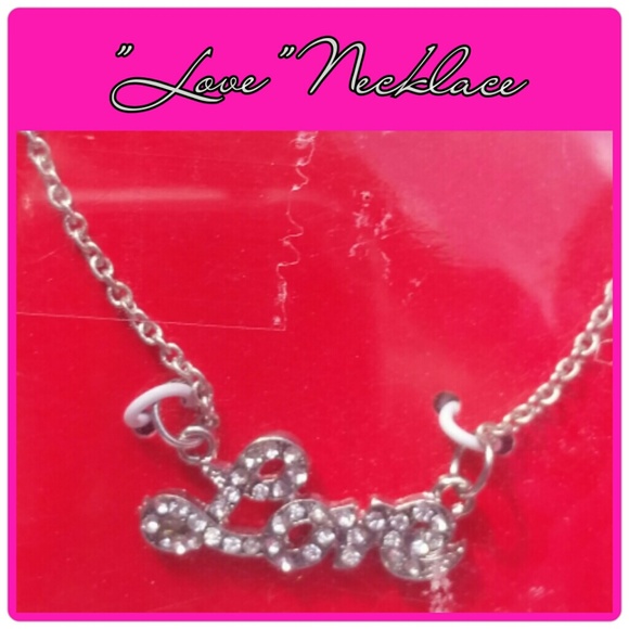 🎀 😍"Love" Rhinestone Necklace& Earrings Set😍 - Picture 2 of 3