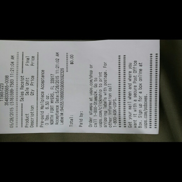 Receipt for shipment - Picture 1 of 1
