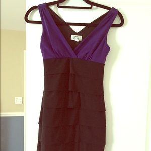 Fitted purple and Black ruffle dress