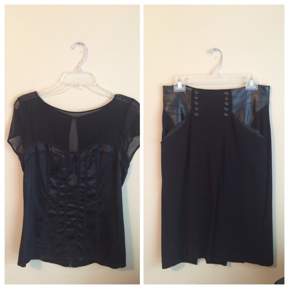 BEBE matching chic top and pencil skirt