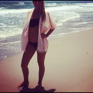 Light Pink Lace Trimmed Kimono