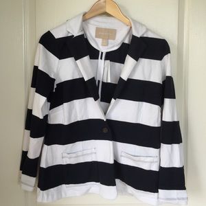 BANANA REPUBLIC White and Navy Cotton Blazer