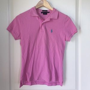 RALPH LAUREN Pink with Turquoise Skinny Polo