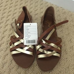 Urban Outfitters brown and gold metallic sandals